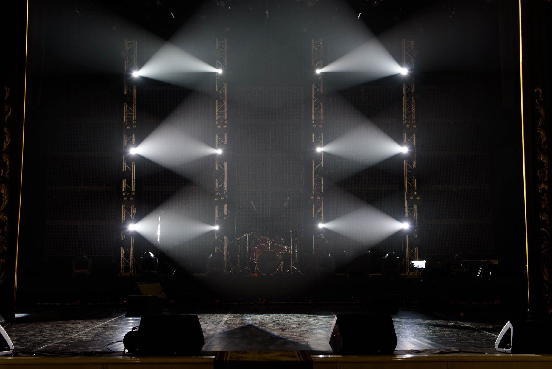 Concert light show, colorful lights in a concert stage